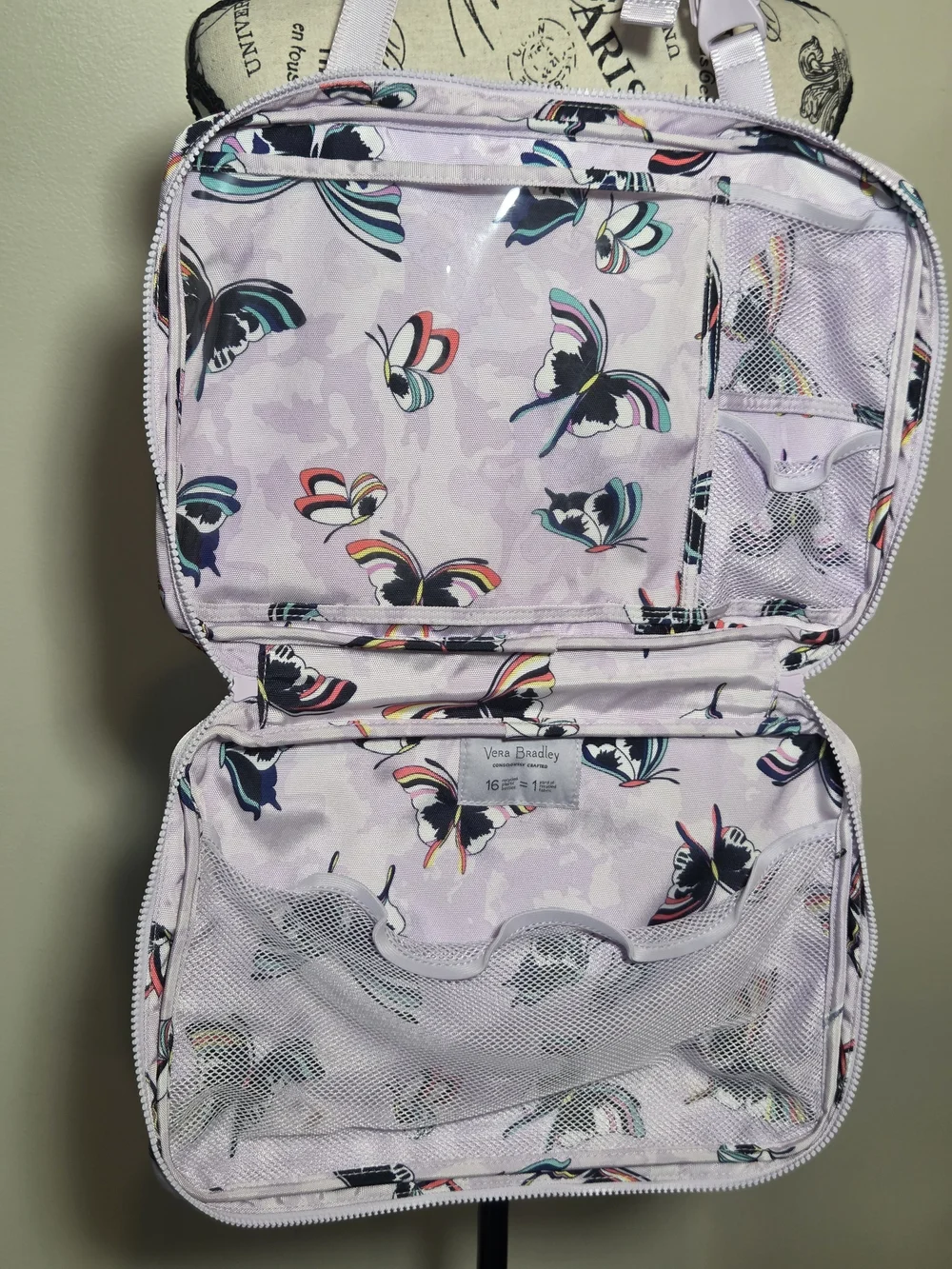 Vera Bradley ReActive Seat Hanging Organizer in Lavender Butterflies.  NWT